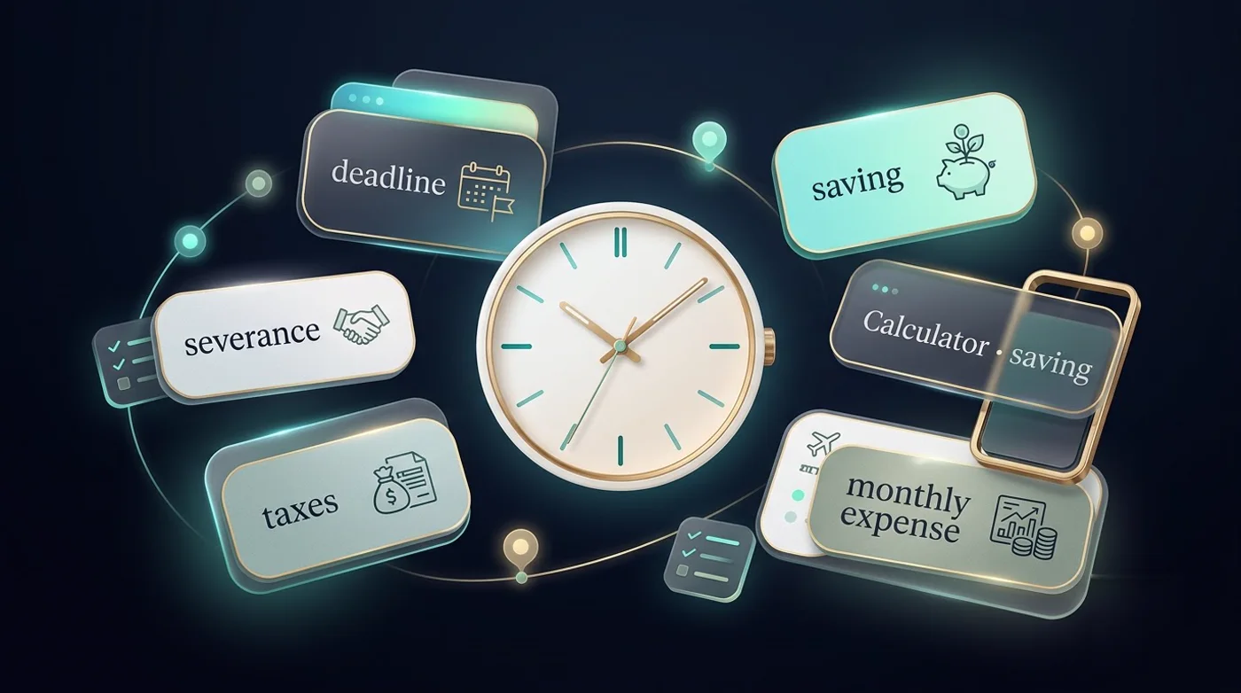 Severance, taxes and savings weighed together over a year.